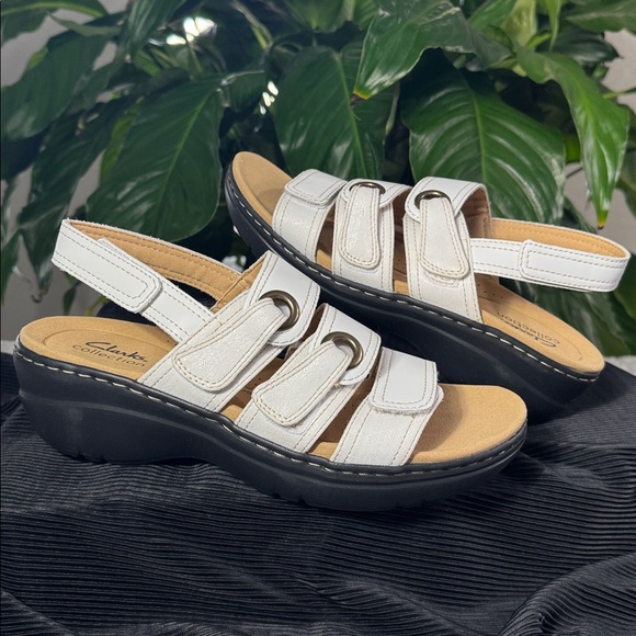 Clarks Shoes - Clarks Collection Merliah 2 Bali White Faux Leather Sandal - Women's 8M / EU 39
